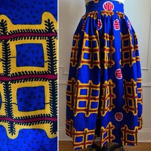 Handmade Ankara Bold Blue Maxi Skirt